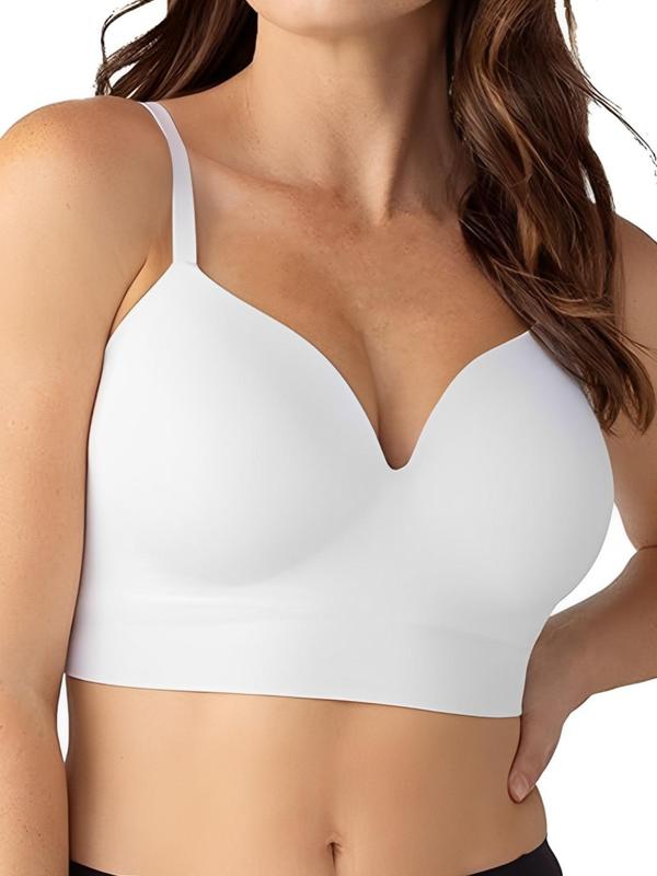 Women's Solid Wireless Push Up Bra, Adjustable Strap Seamless Bra, Soft Comfortable Breathable Lingerie for Daily Wear